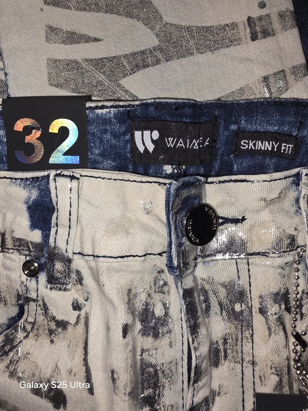 Waimea Stretch Jeans In Silver, Black & Blue. New With Tags. Size 32. MFRP:$85
